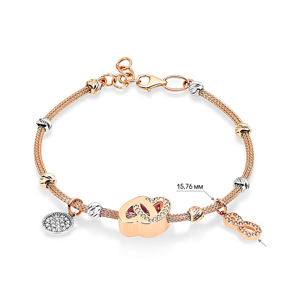 Браслет из комбинированного золота с белыми фианитами (арт. 323660кбП2) – изображение 2