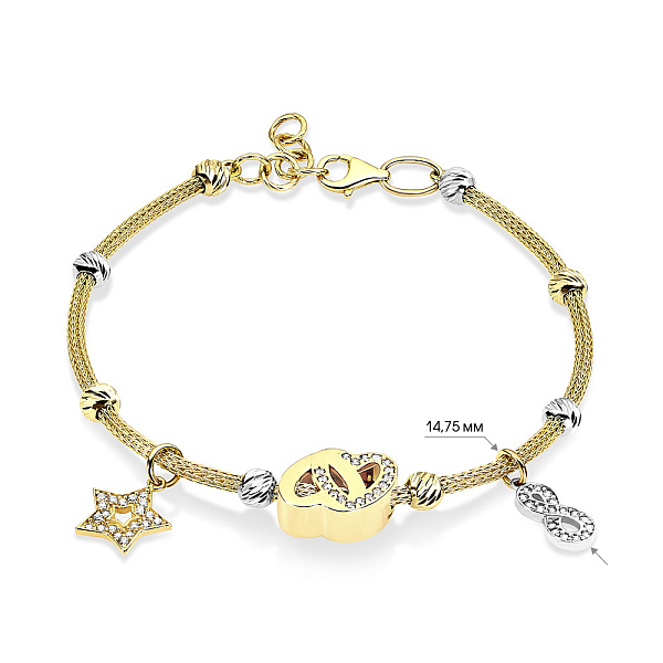 Браслет из желтого золота с фианитами (арт. 325071жбП2) – изображение 3