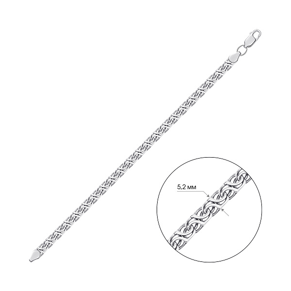 Серебряный браслет плетения Бисмарк круглый (арт. 03122613ч) – изображение 2