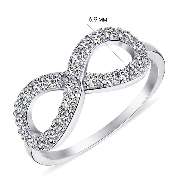 Серебряное кольцо «Бесконечность» с фианитами (арт. 7501/3641) – изображение 2