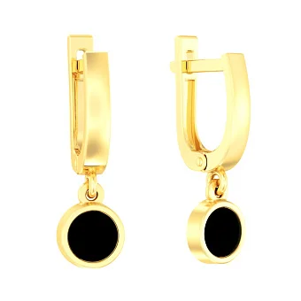 Золоті сережки-підвіски Лýна з емаллю (арт. 111086жч)