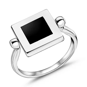 Каблучка з білого золота з оніксом (арт. 153354бо)