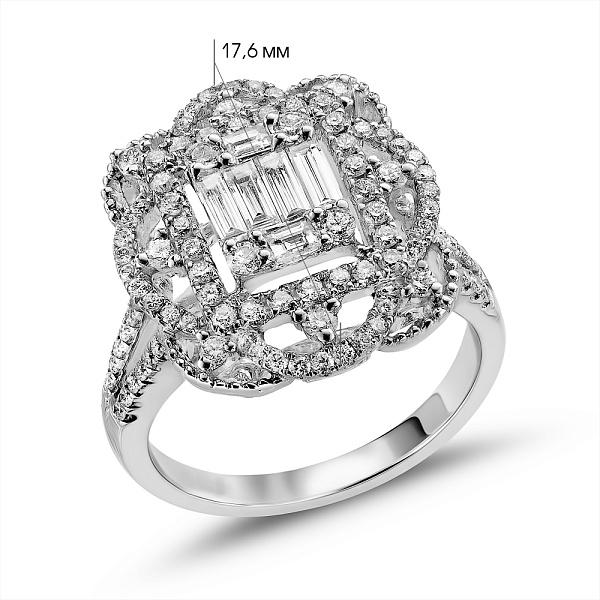 Массивное кольцо из белого золота с бриллиантами (арт. К28156100б) – изображение 5