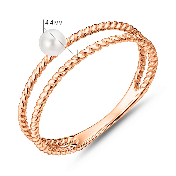 Подвійна каблучка з золота з перлиною (арт. 140943) – зображення 3
