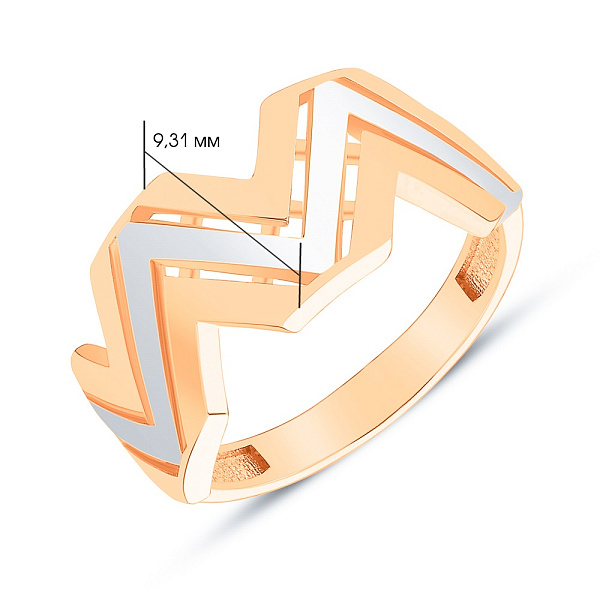 Золотое кольцо в комбинированном цвете металла (арт. 154387кб) – изображение 4