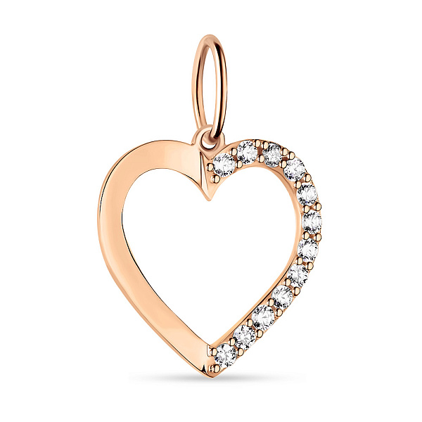 Золотой кулон «Сердце» с фианитами (арт. 424102) – изображение 1