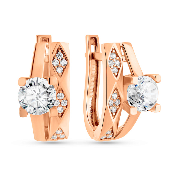 Золотые серьги с фианитами (арт. 109998) – изображение 1