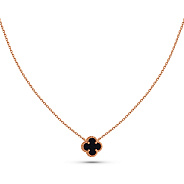 Фото Золотое колье Клевер с ониксом (арт. 361496/7о)