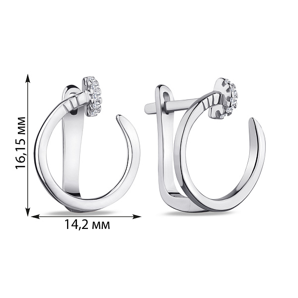 Сережки зі срібла "Цвяхи" з фіанітами (арт. 7502/4376) – зображення 2