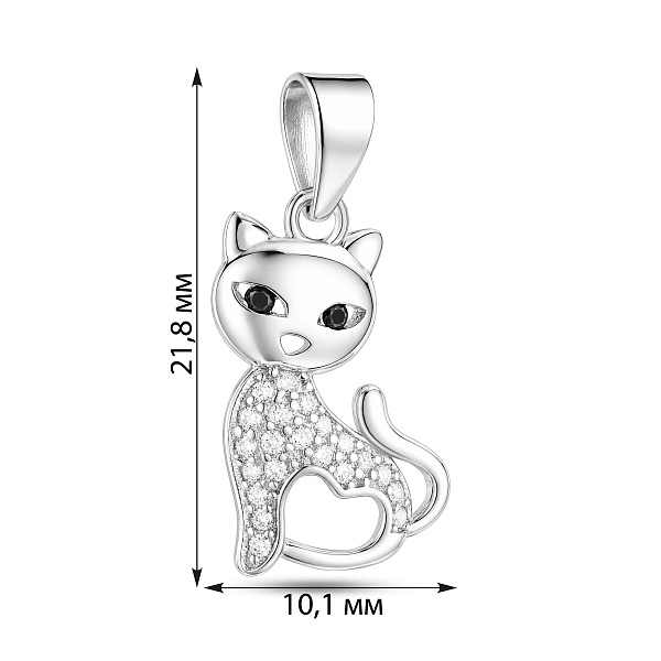 Серебряная подвеска кошка с фианитами (арт. 7503/4852ч) – изображение 2