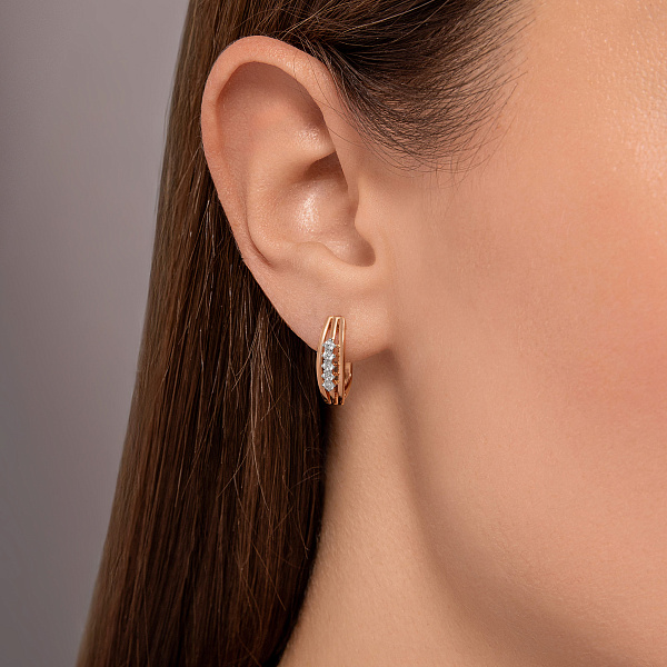 Золотые серьги с фианитами (арт. 111116) – изображение 2