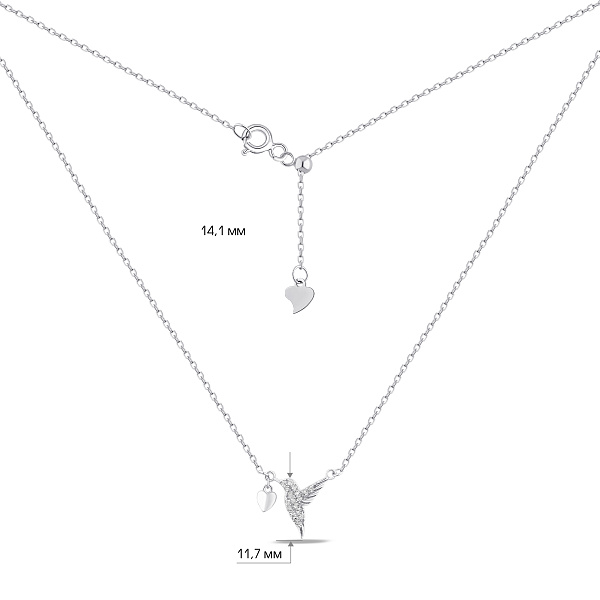 Серебряное колье Птичка с фианитами (арт. 7507/КЛ2Ф/3049Ш-40) – изображение 3