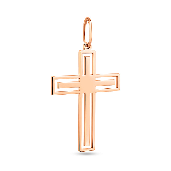 Крестик из красного золота без камней (арт. 440802/35) – изображение 1