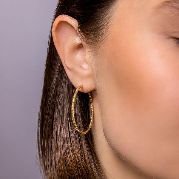 Золотые серьги-кольца без камней (арт. 122001/35ж) – изображение 2