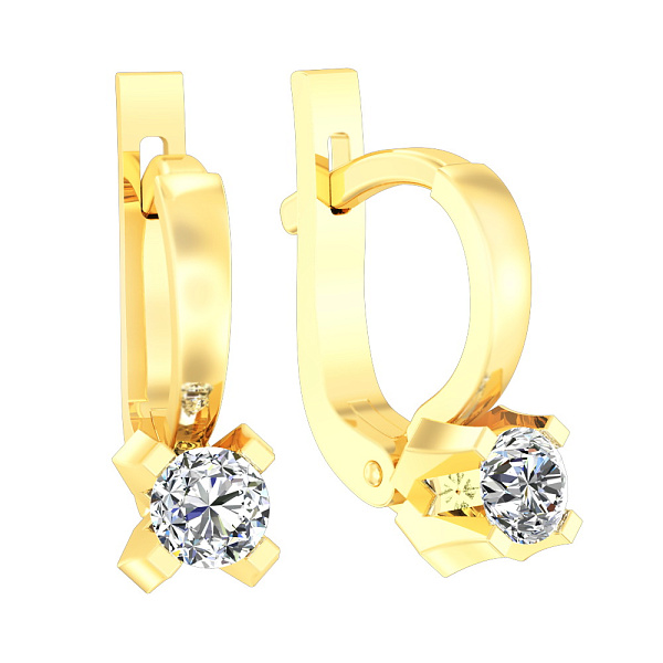 Детские сережки из желтого золота с фианитами (арт. 110102ж) – изображение 1