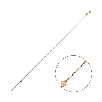 Золотий браслет на ногу Серце з підвісною частиною (арт. 326310н)