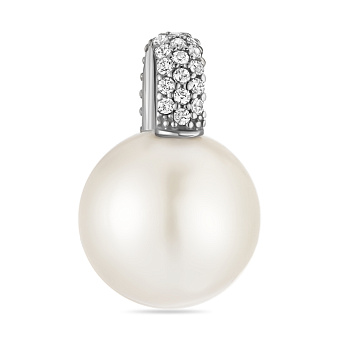 Фото Золотой кулон с жемчугом и фианитами (арт. 421680бпрлб)