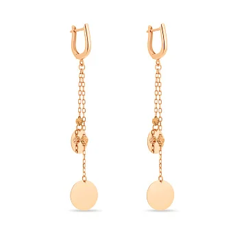 Довгі золоті сережки "Монети" без каміння (арт. 106526)