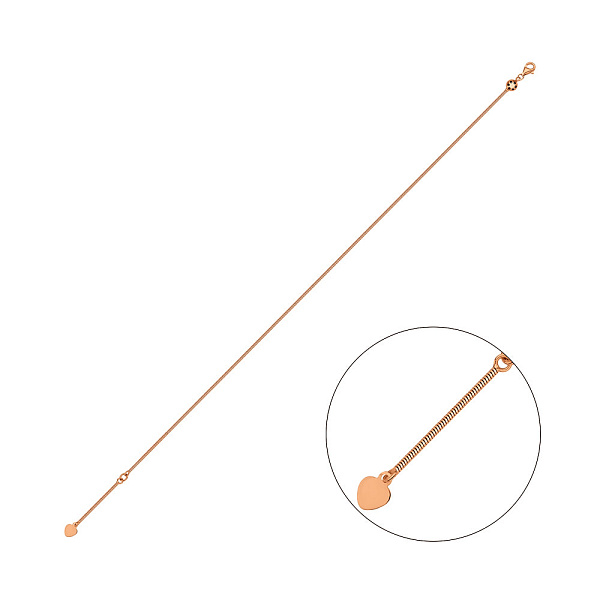 Золотий браслет на ногу Серце з підвісною частиною (арт. 326310н) – зображення 1