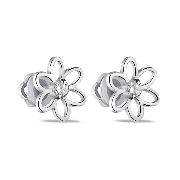 Серебряные серьги-пусеты с фианитами (арт. 7518/1076всю) – изображение 1