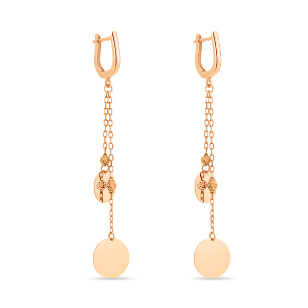 Довгі золоті сережки "Монети" без каміння (арт. 106526) – зображення 1