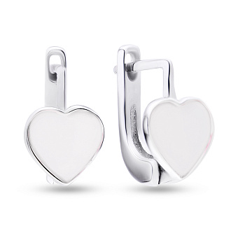 Фото Детские серебряные серьги «Сердечки» с эмалью (арт. 7502/3175еб)