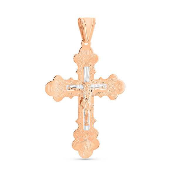 Золотой крестик с распятием и родированием (арт. 525501р) – изображение 1