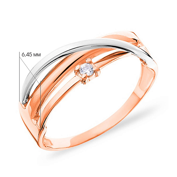 Золотое кольцо Синергия с фианитом (арт. 140530) – изображение 4