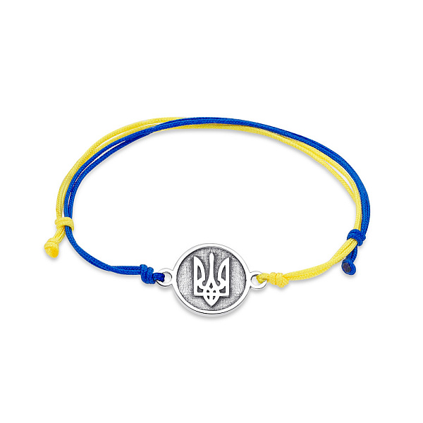 Браслет на нити Трезубец-Герб Украины с серебряной вставкой (арт. 7309/455брпсж) – изображение 1