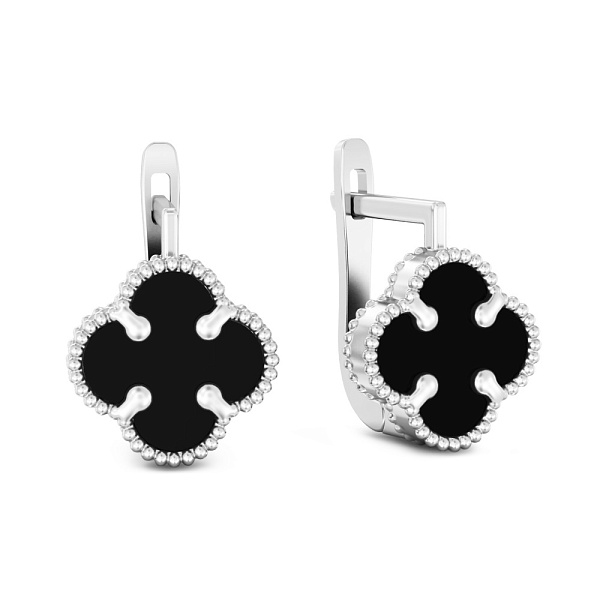 Золотые серьги с ониксом (арт. 110715/8бо) – изображение 1