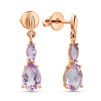Золотые серьги с аметистом  (арт. 111363Па)