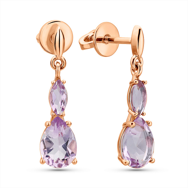 Золоті сережки з аметистом  (арт. 111363Па) – зображення 1