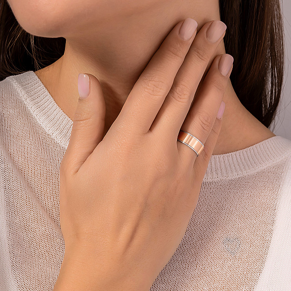 Золота обручка Американка з білими вставками (арт. 239190) – зображення 6