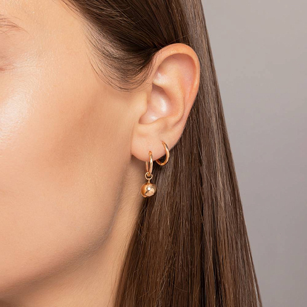 Сережки Шарики из красного золота (арт. 1101031) – изображение 2