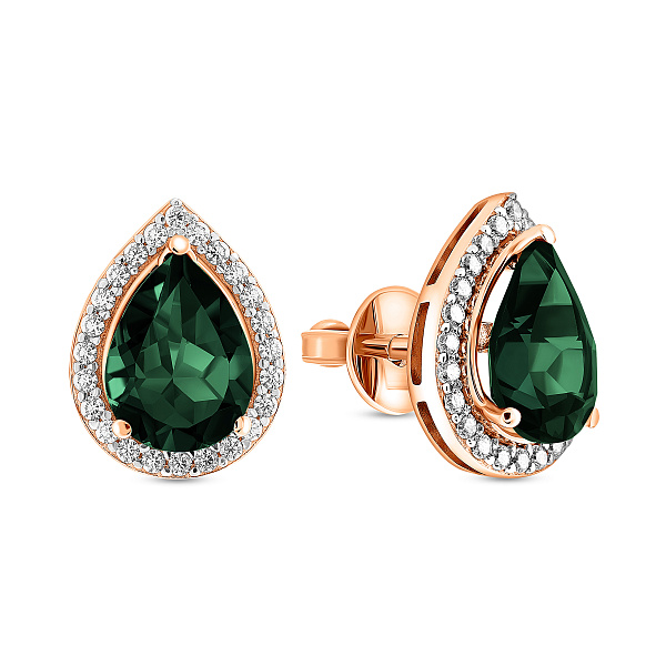 Сережки з червоного золота з кварцом і фіанітами (арт. 111249Птз) – зображення 1