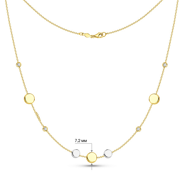 Кольє з жовтого і білого золота з фіанітами (арт. 352658жб) – зображення 4