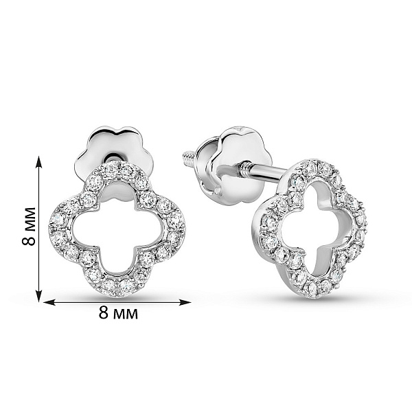 Золотые пусеты Клевер с бриллиантами (арт. С341318020б) – изображение 4