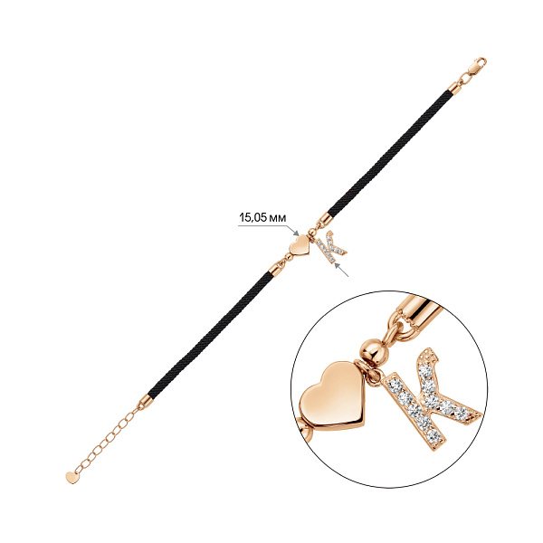 Браслет на нити с золотыми вставками (арт. 340135ч) – изображение 2