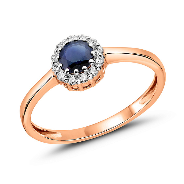 Золота каблучка з сапфіром та діамантами (арт. К011078с) – зображення 1