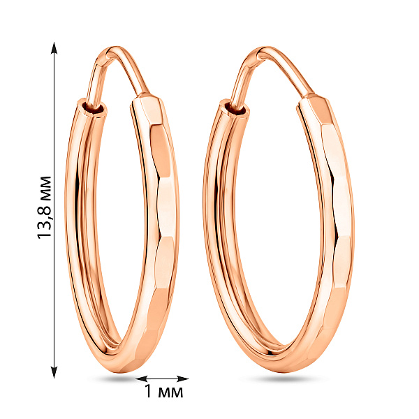 Серьги-кольца из красного золота (арт. 121902/15) – изображение 2