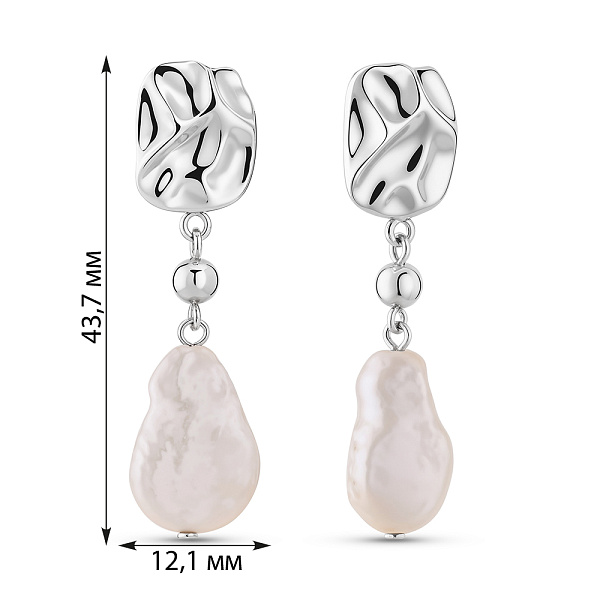 Серебряные серьги с жемчугом (арт. 7502/2106395жб) – изображение 2