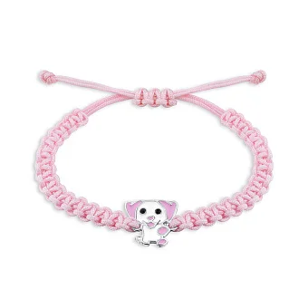 Браслетна нитці  зі срібною вставкою Песик (арт. 7309/А130/1ребрбрю)