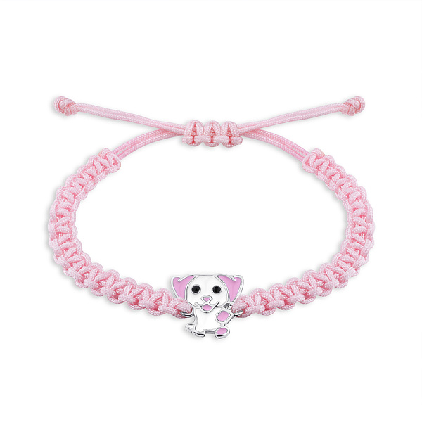 Браслет на нити с серебряной вставкой Песик (арт. 7309/А130/1ребрбрю) – изображение 1