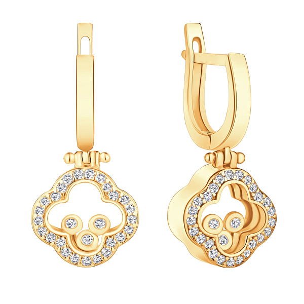 Золоті сережки-підвіски з фіанітами (арт. 104806ж) – зображення 1