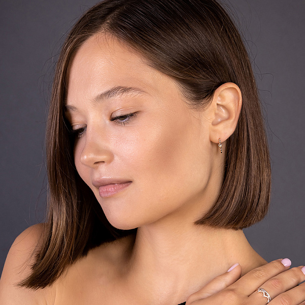 Золотые серьги-кольца Корона без камней  (арт. 111189) – изображение 3