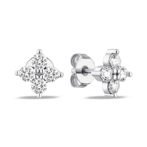 Серебряные серьги-пусеты с фианитами (арт. 7518/7273) – изображение 1