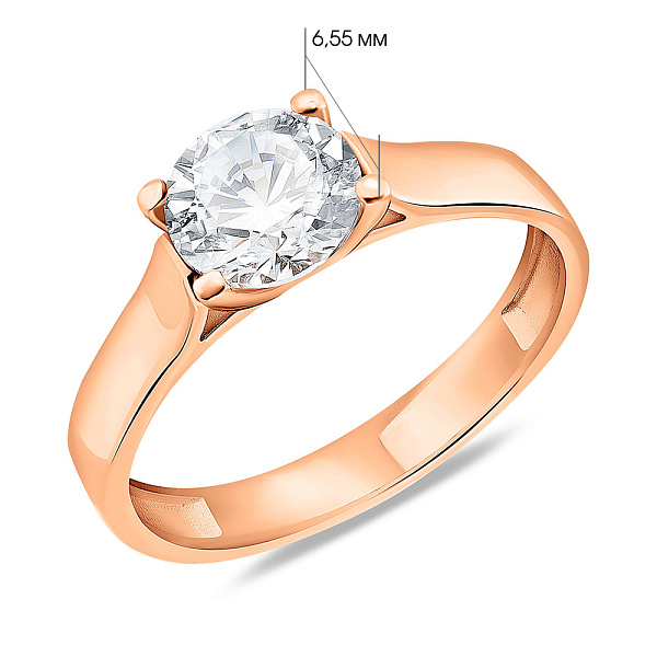 Золота каблучка з фіанітом (арт. 1401072) – зображення 4