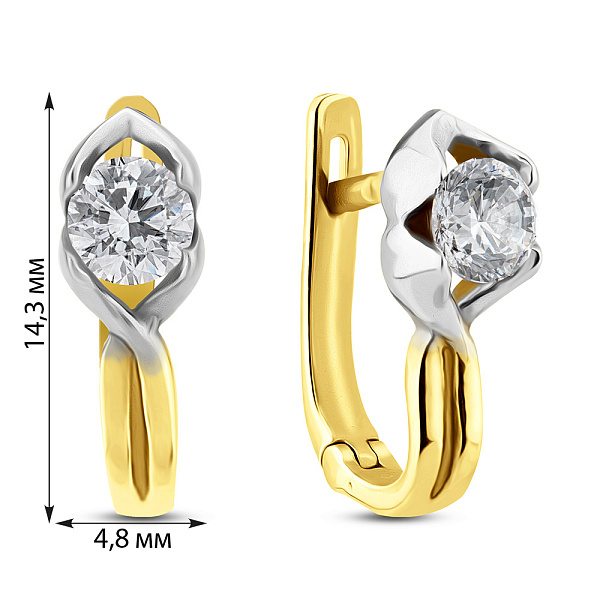 Серьги из желтого золота с фианитами (арт. 102258ж) – изображение 2