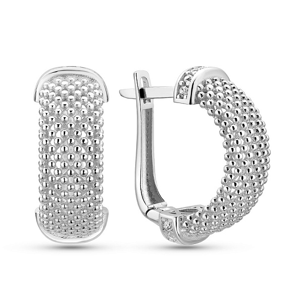 Серьги из белого золота с фианитами (арт. 1092012б) – изображение 1