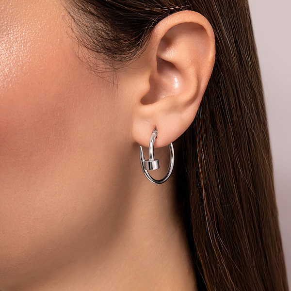 Сережки з білого золота без каменів (арт. 104996/25б) – зображення 4